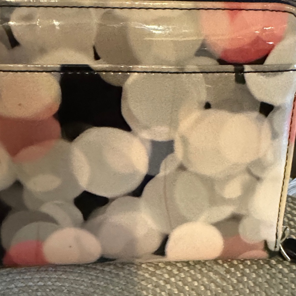 Kate Spade Patent Bokeh Dot Zip Wallet in Pink, Black & White - Picture 3 of 8